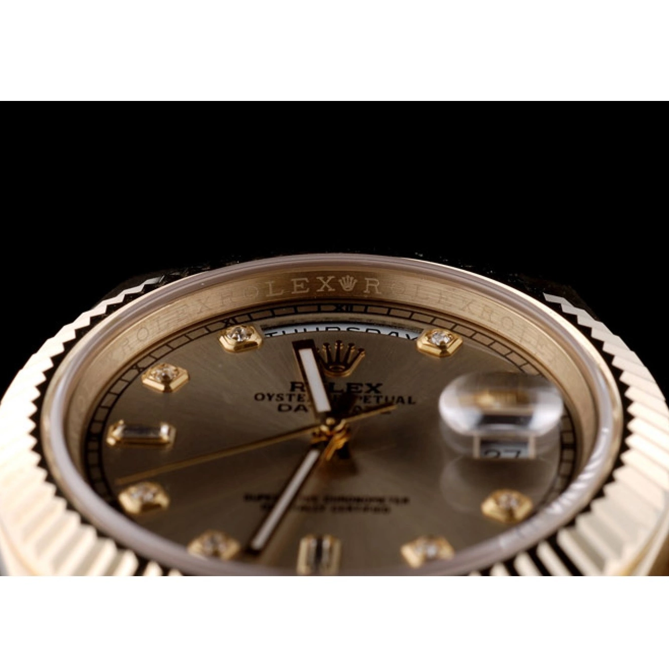 MiroTime 0713 Rolex Swiss DayDate Gold Stainless Steel Ribbed Bezel Gold Dial 41997